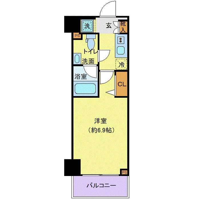 GROWS横浜阪東橋(1K/6階)の間取り写真