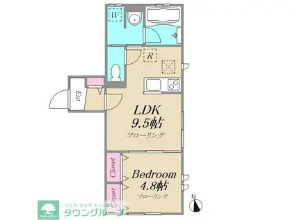 J・URBAN新井薬師前(1LDK/1階)の間取り写真