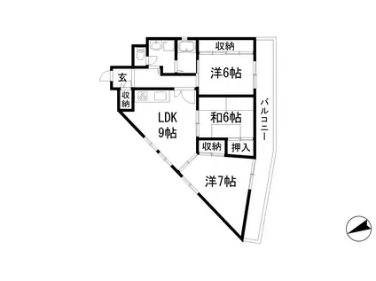 フェイバリー甲東園Ⅰ(3LDK/2階)の間取り写真