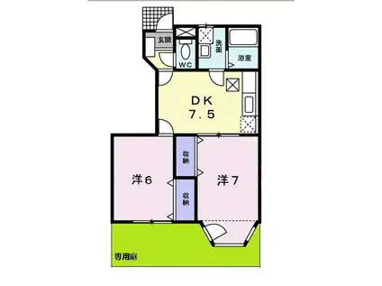 RIVABIG-A(2DK/1階)の間取り写真