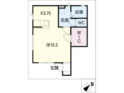 ベルリードM(1K/1階)の間取り写真