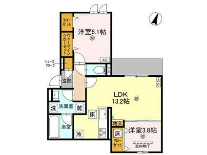 クラシスト苅田ウエスト(2LDK/3階)の間取り写真