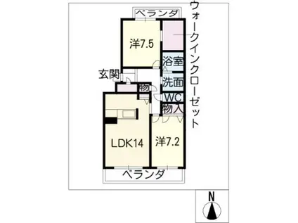 ベルホーム三軒家A(2LDK/2階)の間取り写真