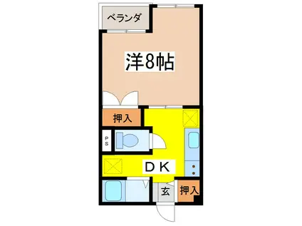 リブニーズF(1DK/3階)の間取り写真