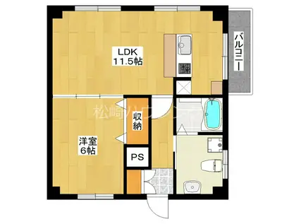 高橋ビル(1LDK/3階)の間取り写真