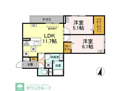 セレスティア興野(2LDK/1階)の間取り写真