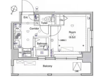 エルフラット田町(1K/9階)の間取り写真