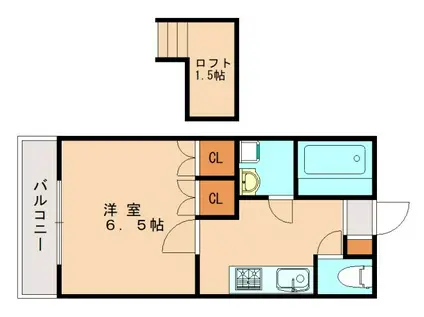 ダム・ド・香椎弐番館(1K/1階)の間取り写真