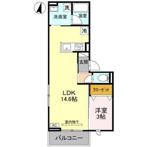 コタージュ七番館(1LDK/3階)の間取り写真