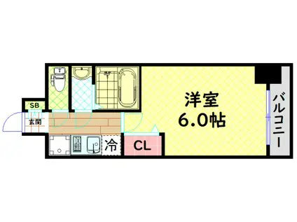 ファステート難波ヴィラント(1K/9階)の間取り写真