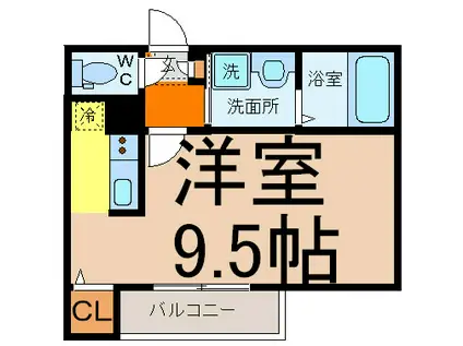 グランコンフォール米野II(1K/2階)の間取り写真