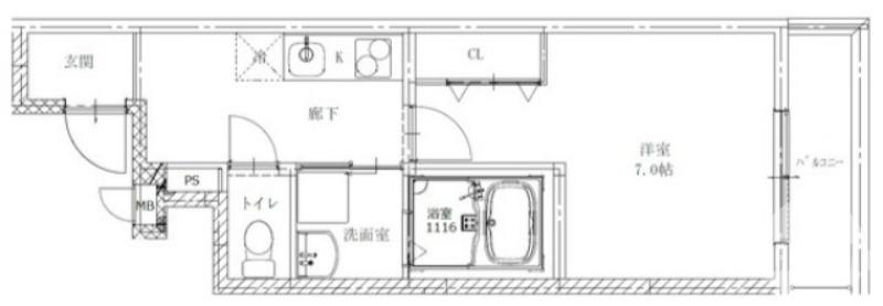 フジパレス鳳中町ノース(1K/2階)の間取り写真
