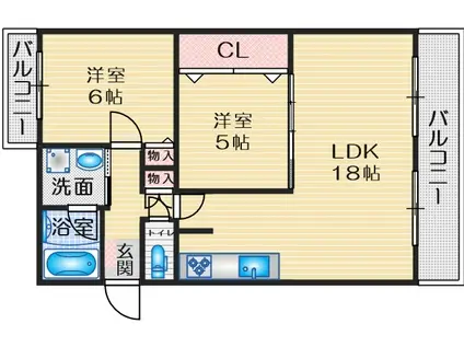 アンデュノール千里(2LDK/3階)の間取り写真