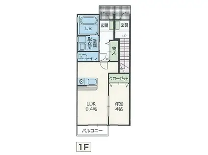 スカイフィールド(1LDK/1階)の間取り写真