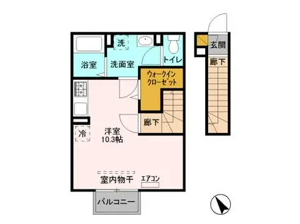 アインスA棟(ワンルーム/2階)の間取り写真