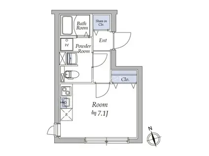 アトリオフラッツ戸越(ワンルーム/2階)の間取り写真