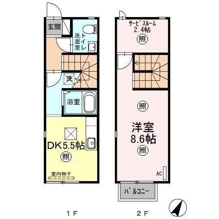 プレジオI(1SDK/1階)の間取り写真