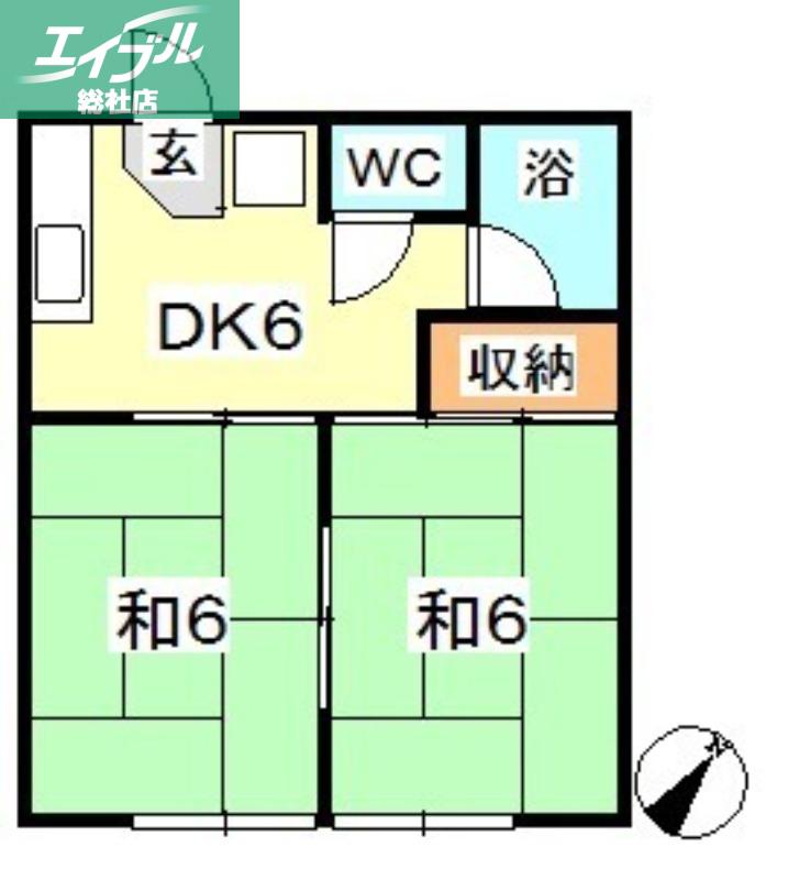 コーポ中沖 A棟(2DK/1階)の間取り写真