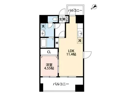 スプランドゥール新屋敷(1LDK/6階)の間取り写真