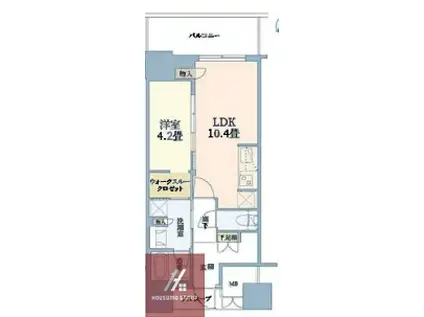 ジオタワー大阪十三(1LDK/4階)の間取り写真