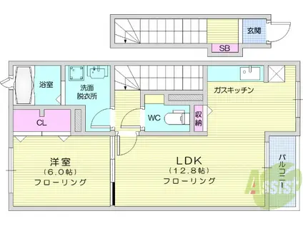 T&N無限∞V6(1LDK/2階)の間取り写真