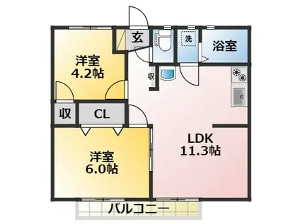 サンシティ南風(2LDK/2階)の間取り写真