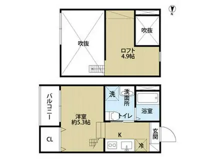 TRIPLETTA(ワンルーム/2階)の間取り写真