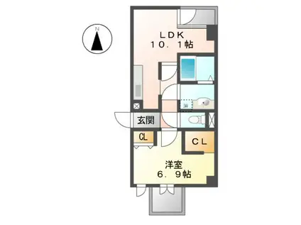 地下鉄東山線 今池駅(愛知) 徒歩6分 8階建 築24年(1LDK/8階)の間取り写真