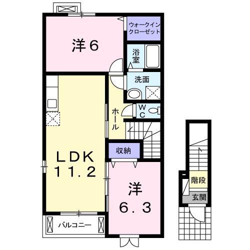 メゾン・ド・ラパン(2LDK/2階)の間取り写真