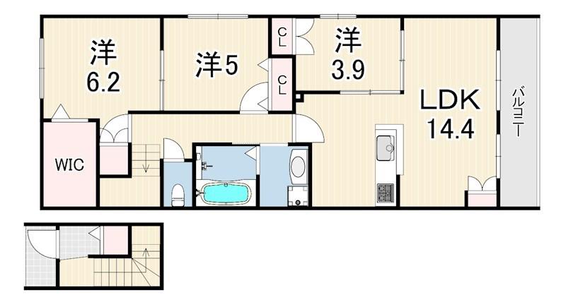 ベルメゾン星陵台(3LDK/2階)の間取り写真