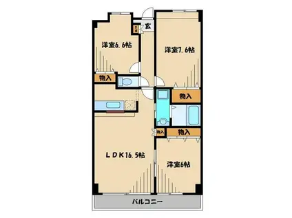 シューペリア航空公園(3LDK/4階)の間取り写真