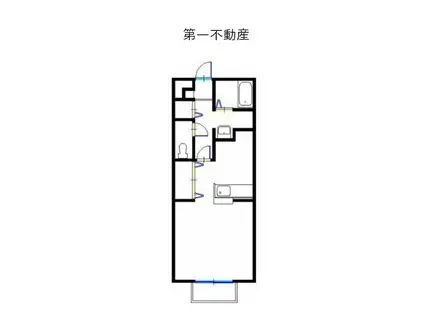 ヴィラージュ大開D棟(ワンルーム/2階)の間取り写真