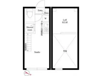 ハーモニーテラス西小岩V(ワンルーム/1階)の間取り写真