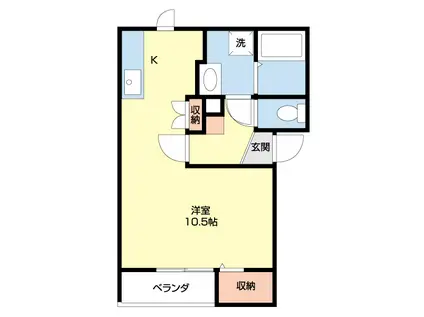 FAVORITOII(ワンルーム/3階)の間取り写真