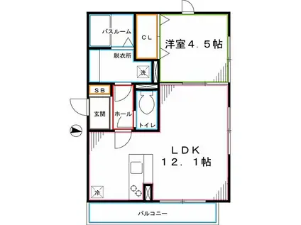 SOLEIL LEVANT(1LDK/1階)の間取り写真