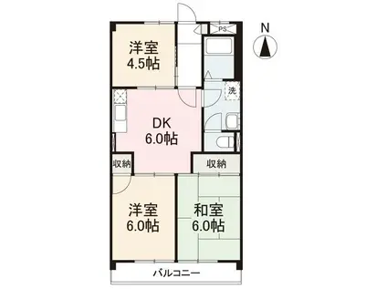 ラフォーレHASHIMOTO(3DK/3階)の間取り写真