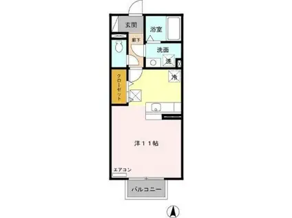 モナリエ竹成 A棟(ワンルーム/1階)の間取り写真