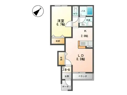 リバレイン(1LDK/1階)の間取り写真