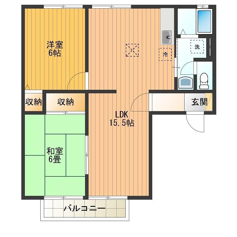 メゾンノーブル(2LDK/1階)の間取り写真
