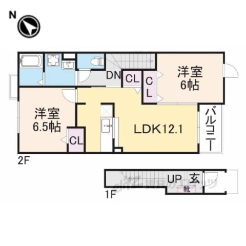 コーポ勢多Ⅴ番館(2LDK/2階)の間取り写真