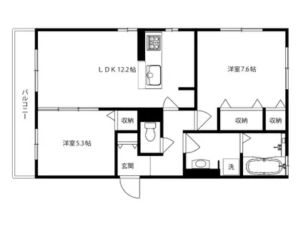 メゾンボヌール(2LDK/3階)の間取り写真