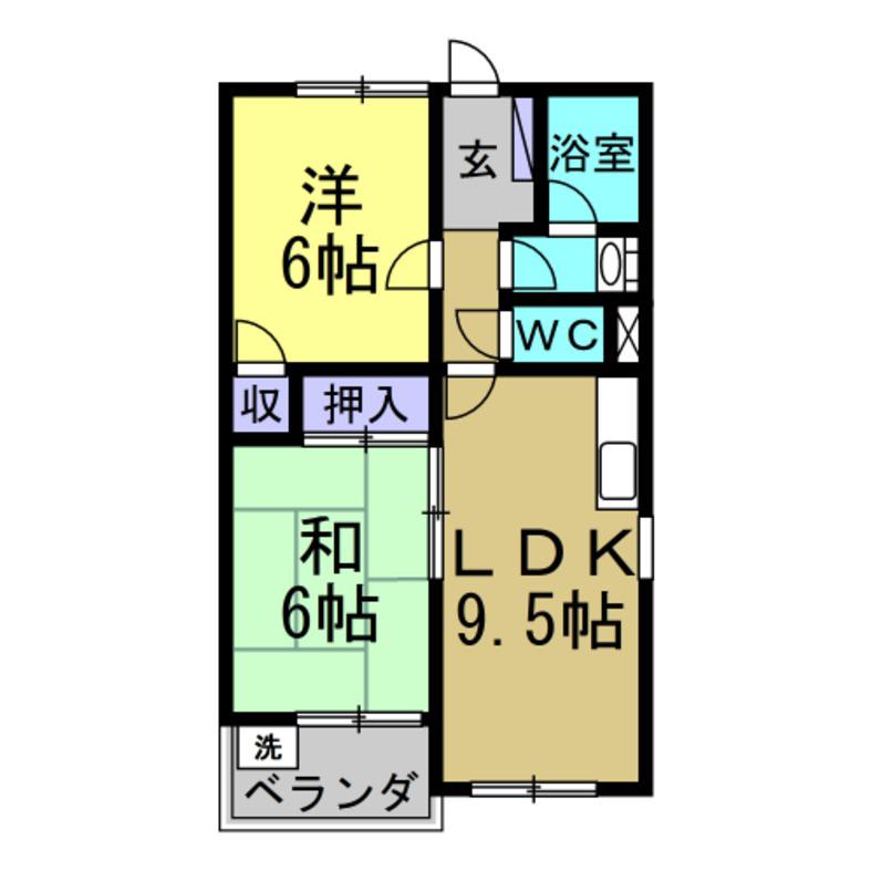 スカイハイツ(2LDK/3階)の間取り写真