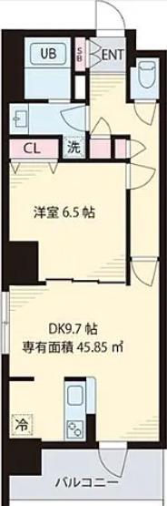 マ・メゾン門前仲町(1LDK/6階)の間取り写真