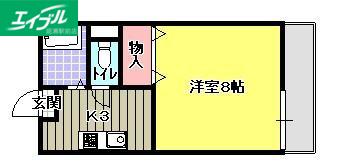 エクセレント伊福町(1K/2階)の間取り写真