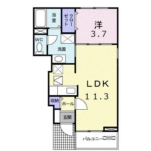 サンパティーク ヴィラ II(1LDK/1階)の間取り写真
