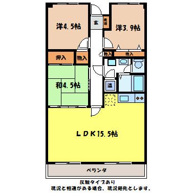 マイタウン伊那(3LDK/4階)の間取り写真