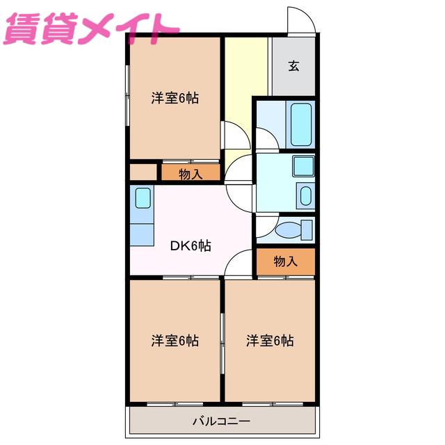 エスペランサ(3DK/2階)の間取り写真