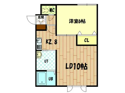 パラダイス(1LDK/2階)の間取り写真