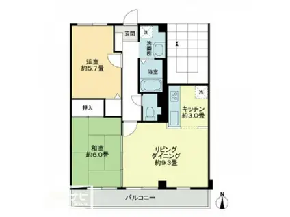 メゾン・ラフィネ(2LDK/2階)の間取り写真