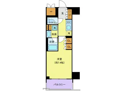 ブランシエスタ浅草雷門(1K/4階)の間取り写真